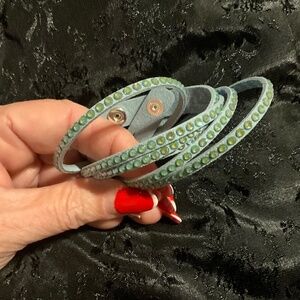 Touchstone Under Wraps Bracelet 8021B Silky Sage Double Wrap Swarovski Crystals